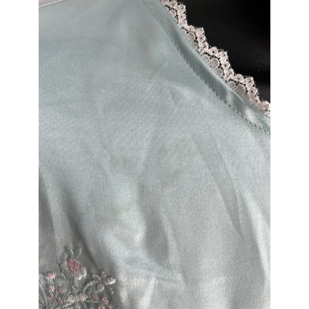 Vintage Erika Taylor Baby Blue Satin Grannycore Chemise Nightgown Lace Trim Sz S - Picture 5 of 11